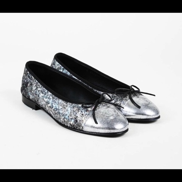 CHANEL Shoes - CHANEL 37.5 Holographic Iridescent Flats